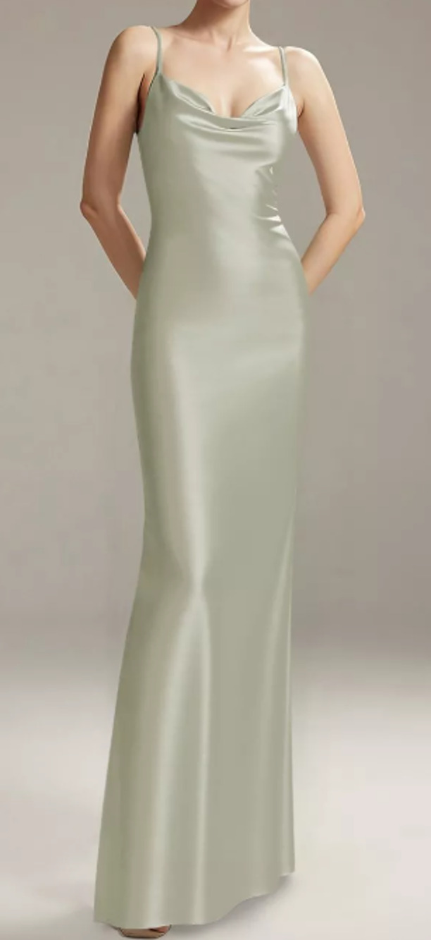 AW BRIDAL sz 10 L NIA green sage satin bridesmaid party maxi dress NEW B48